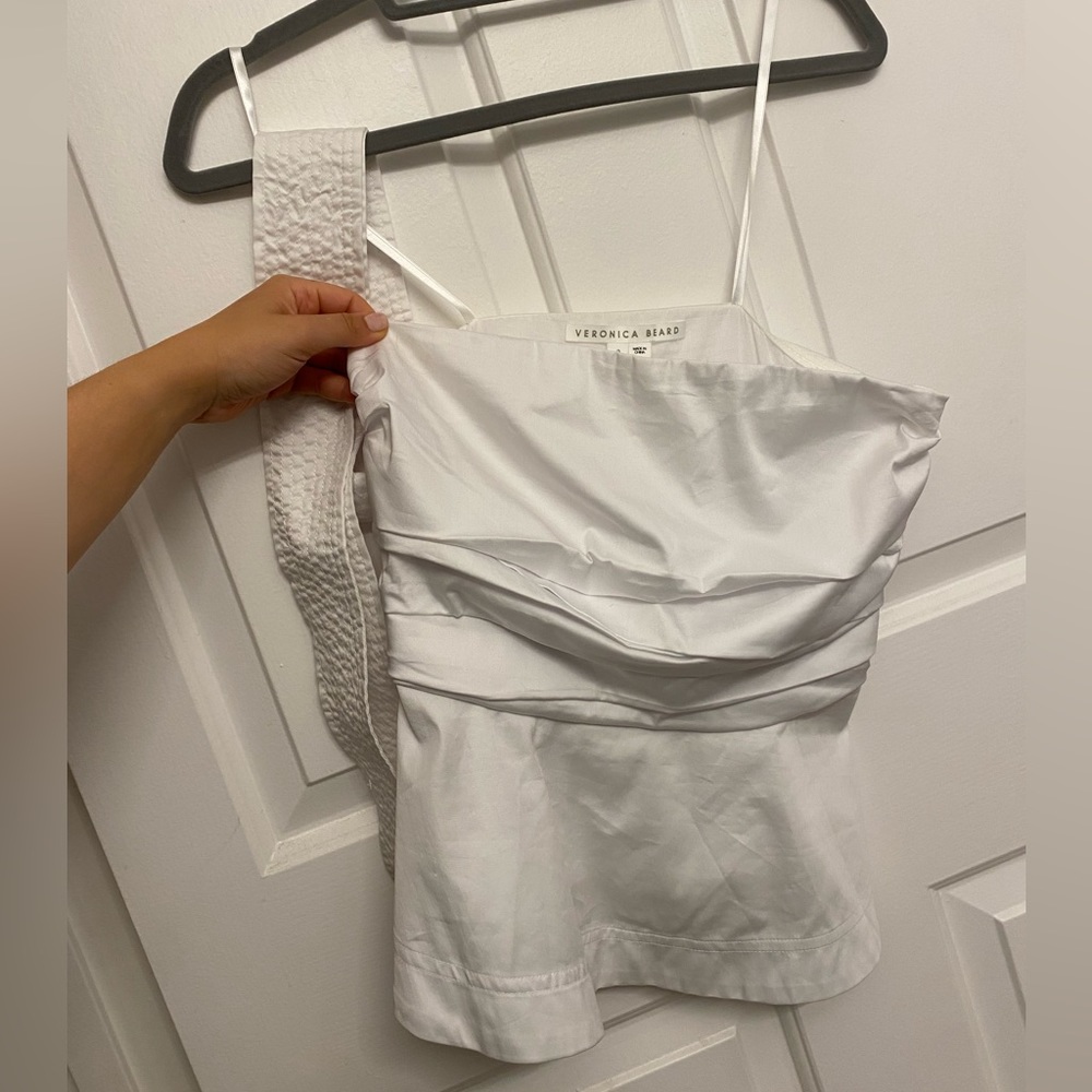 Veronica Beard Jolene Strapless Peplum top - white